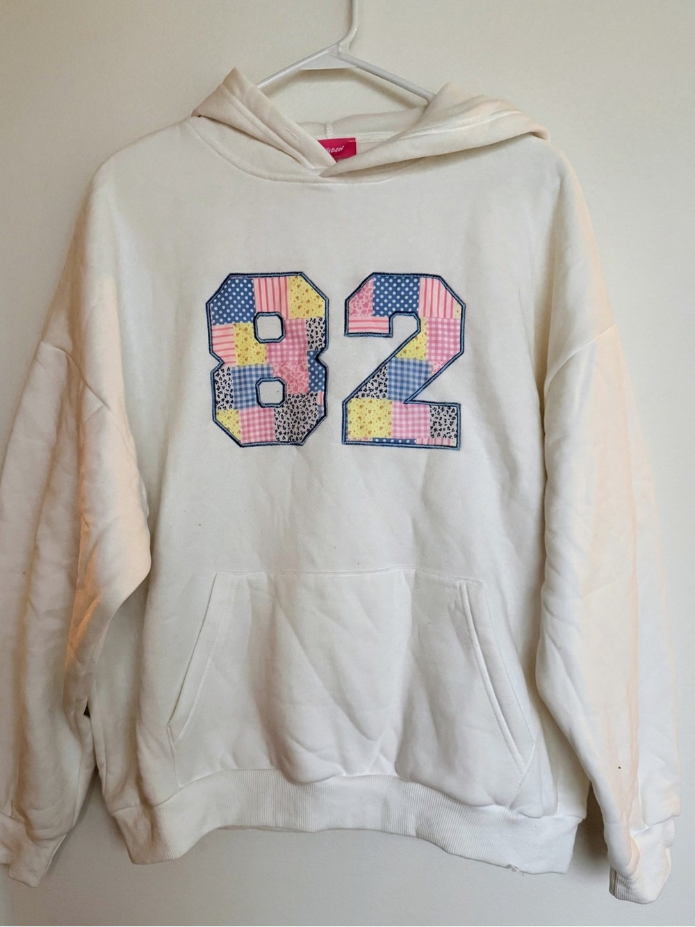 Edikted Cream Hoodie with Pastel '82 Patch